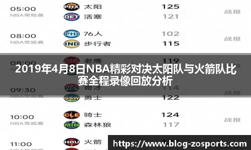 2019年4月8日NBA精彩对决太阳队与火箭队比赛全程录像回放分析